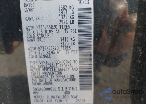 2014 Infiniti Qx60 z USA, uszkodzony, nr VIN 5N1AL0MM0EC513761